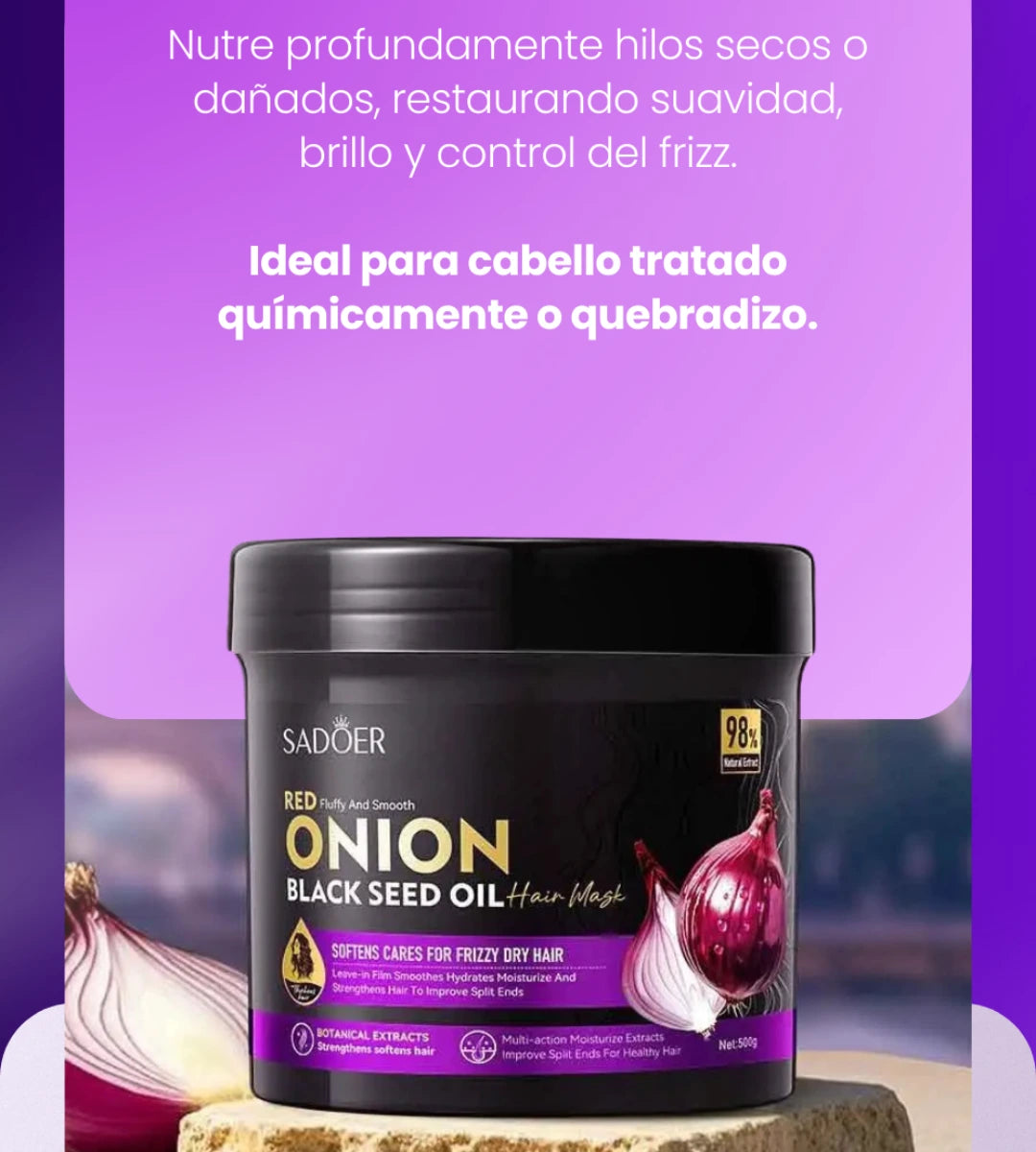 Mascarilla capilar suavizante con aceite de semilla negra y cebolla SADOER