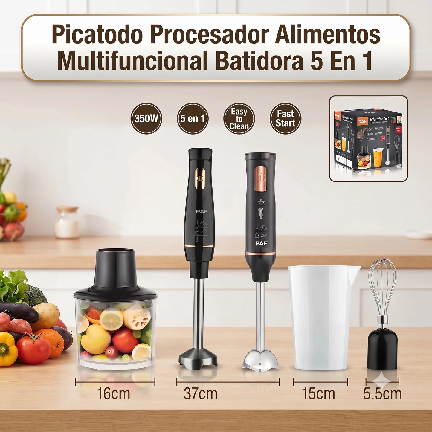 Picatodo Procesador Alimentos Multifuncional Batidora 5 En 1🍳🔥 RAF