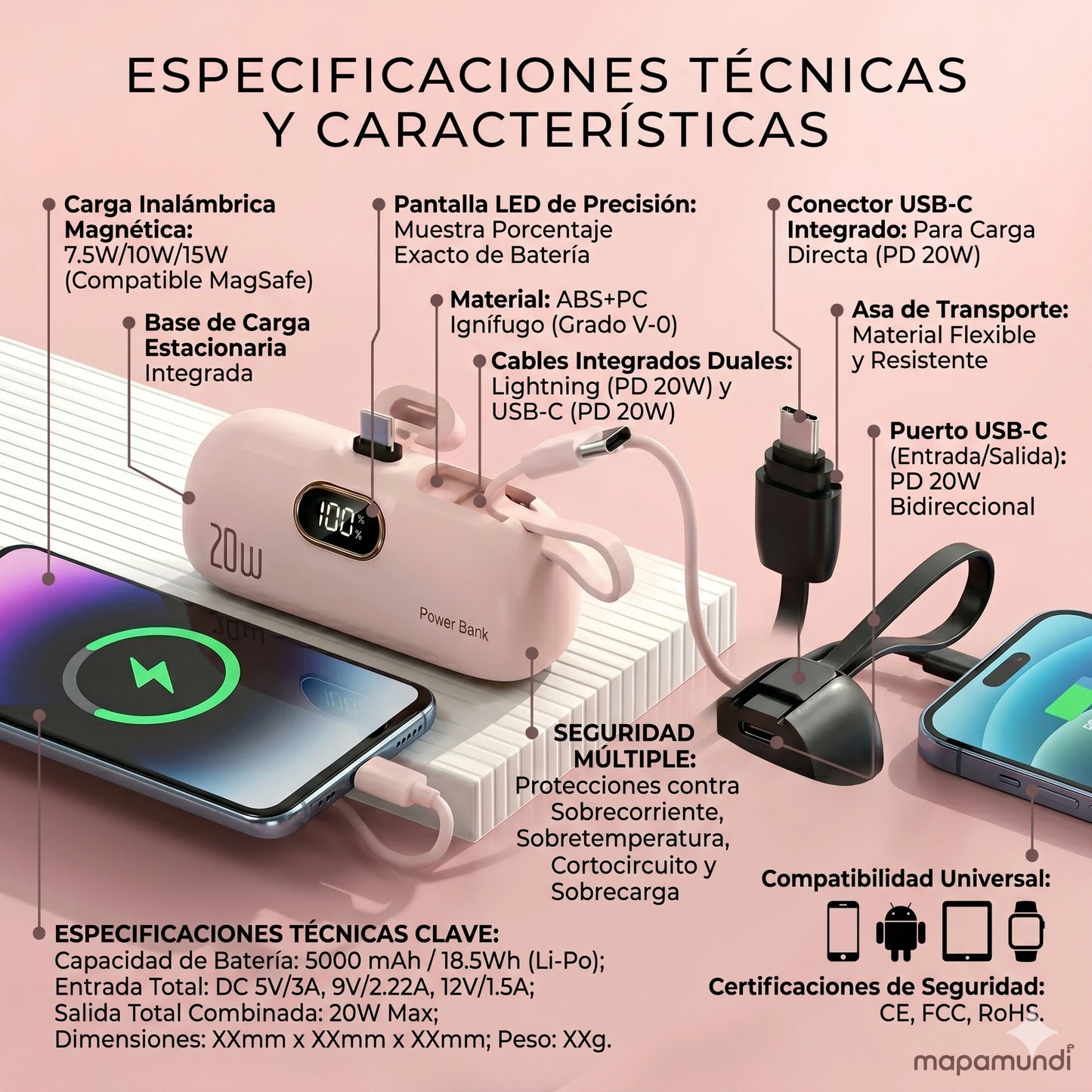 Power bank portátil de llavero 5000mAh🔋⚡Carga Rápida⚡