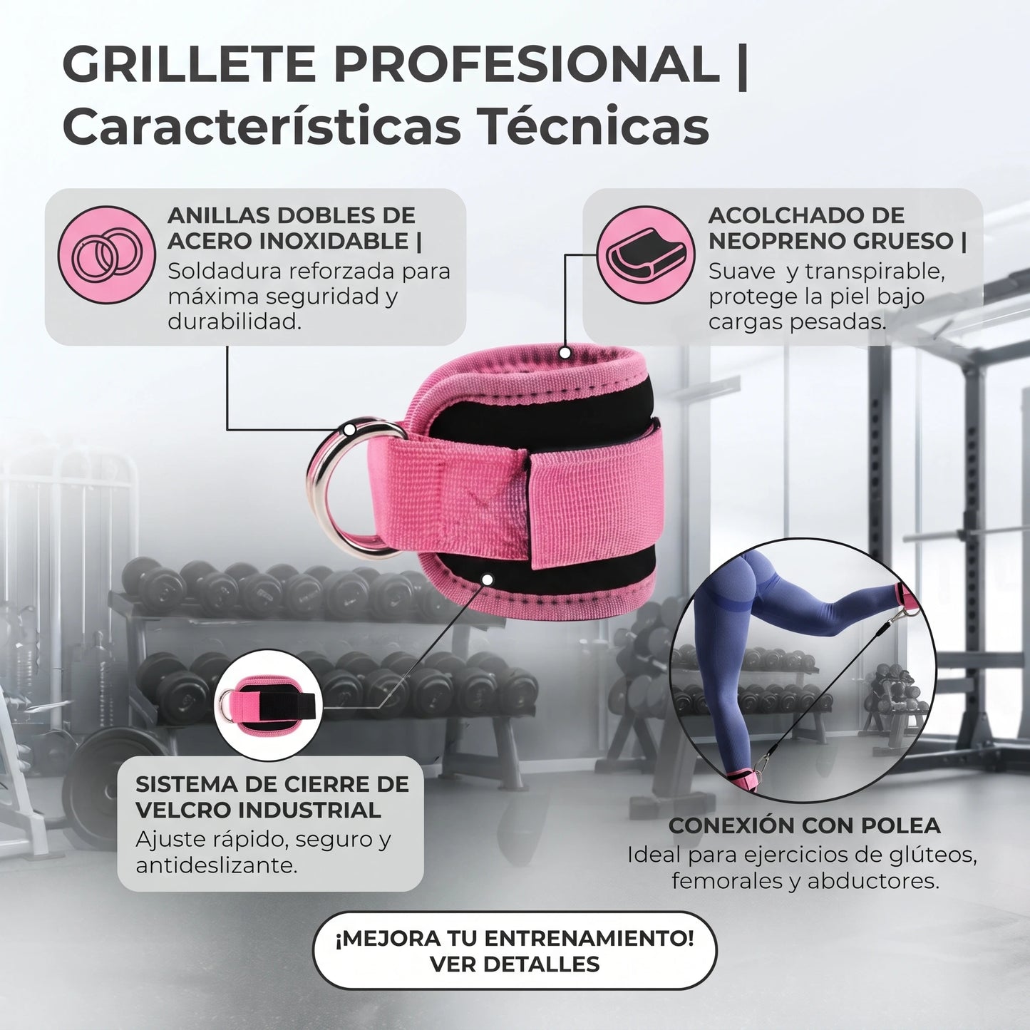 Grillete Para Tobillo Entrenamiento + Liga y Sujeción🍑🍑 (Par)
