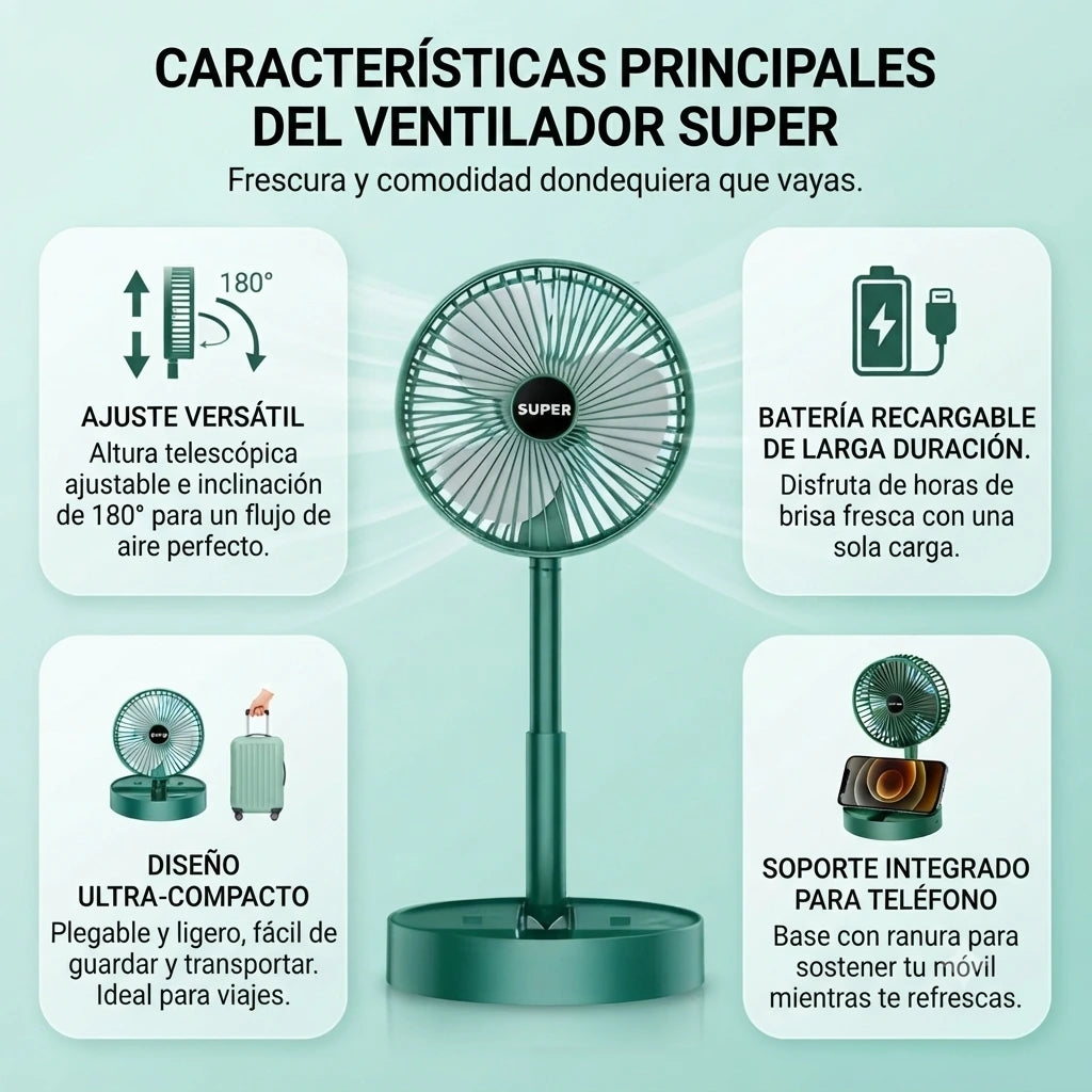 Ventilador Recargable 7 Pulgadas Portátil🌬️🔋
