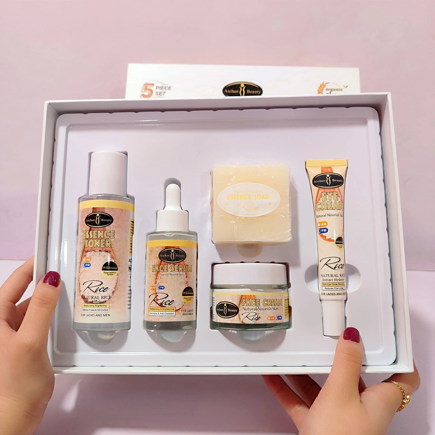 Kit facial de extracto de arroz hidratante completo