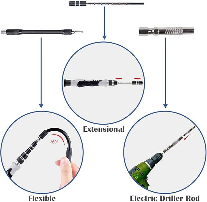 Set de destornillador, pinzas, brocas y mas de 115 pzas