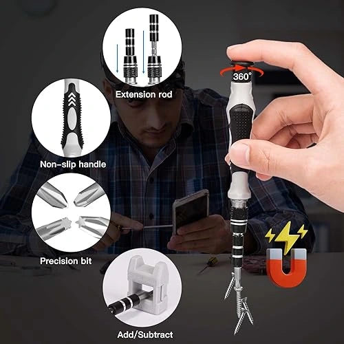 Set de destornillador, pinzas, brocas y mas de 115 pzas