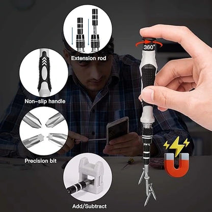 Set de destornillador, pinzas, brocas y mas de 115 pzas