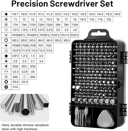 Set de destornillador, pinzas, brocas y mas de 115 pzas