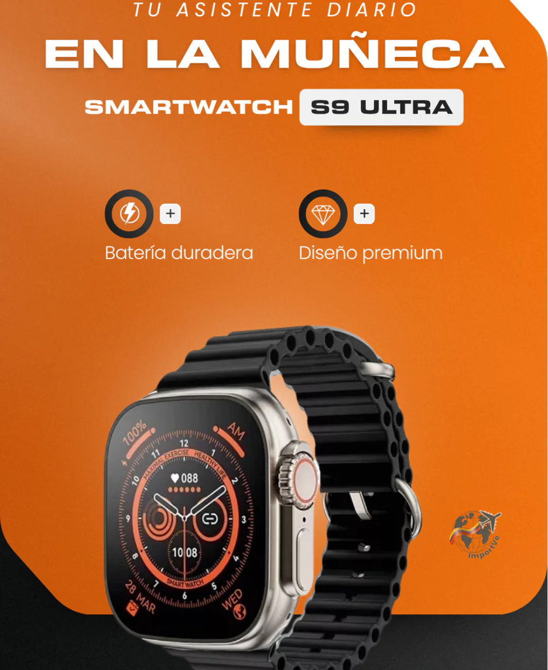 Reloj ultra S9 Original con 3 correas para combinar⌚🔥