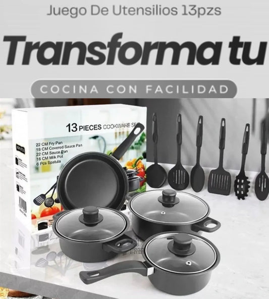 🍳 ¡Transforma tu cocina hoy! Juego de Utensilios de 13 Piezas Acero inoxidable