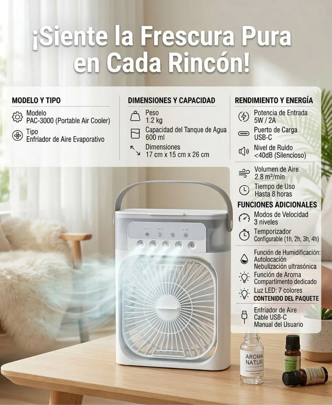 Ventilador enfriador con humificador portátil❄️❄️