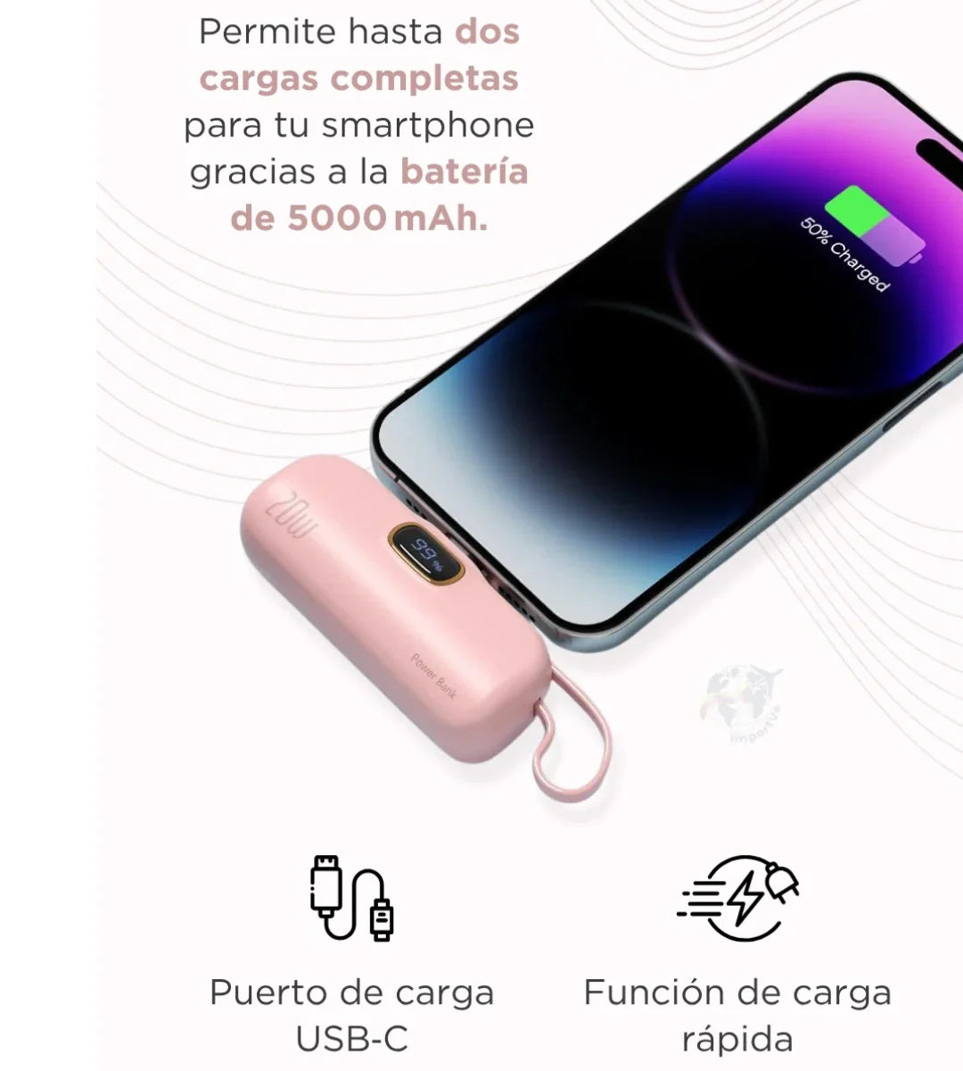 Power bank portátil de llavero 5000mAh🔋⚡Carga Rápida⚡