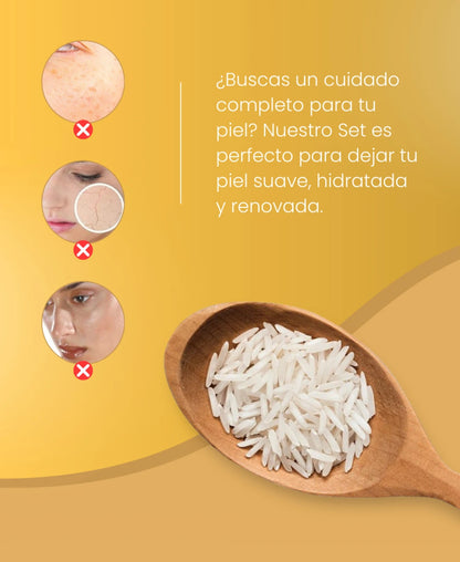 Kit facial de extracto de arroz hidratante completo
