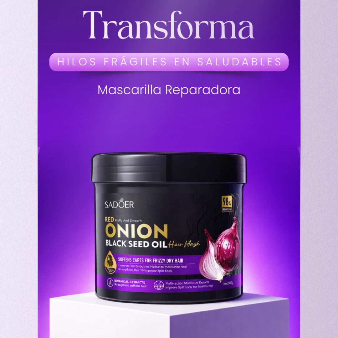 Mascarilla capilar suavizante con aceite de semilla negra y cebolla SADOER