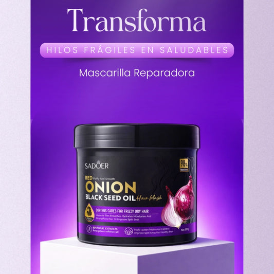 Mascarilla capilar suavizante con aceite de semilla negra y cebolla SADOER