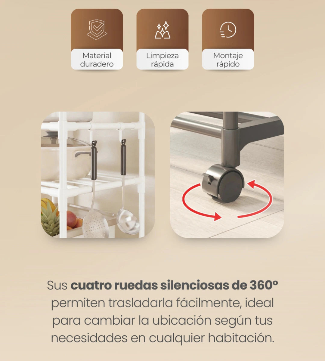 Organizador estante multiuso con ruedas giro 360°✨