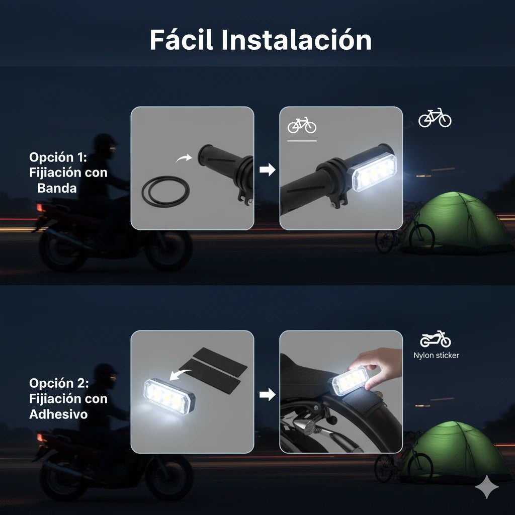 Par de luces recargable para moto, bici y carro🔦💡