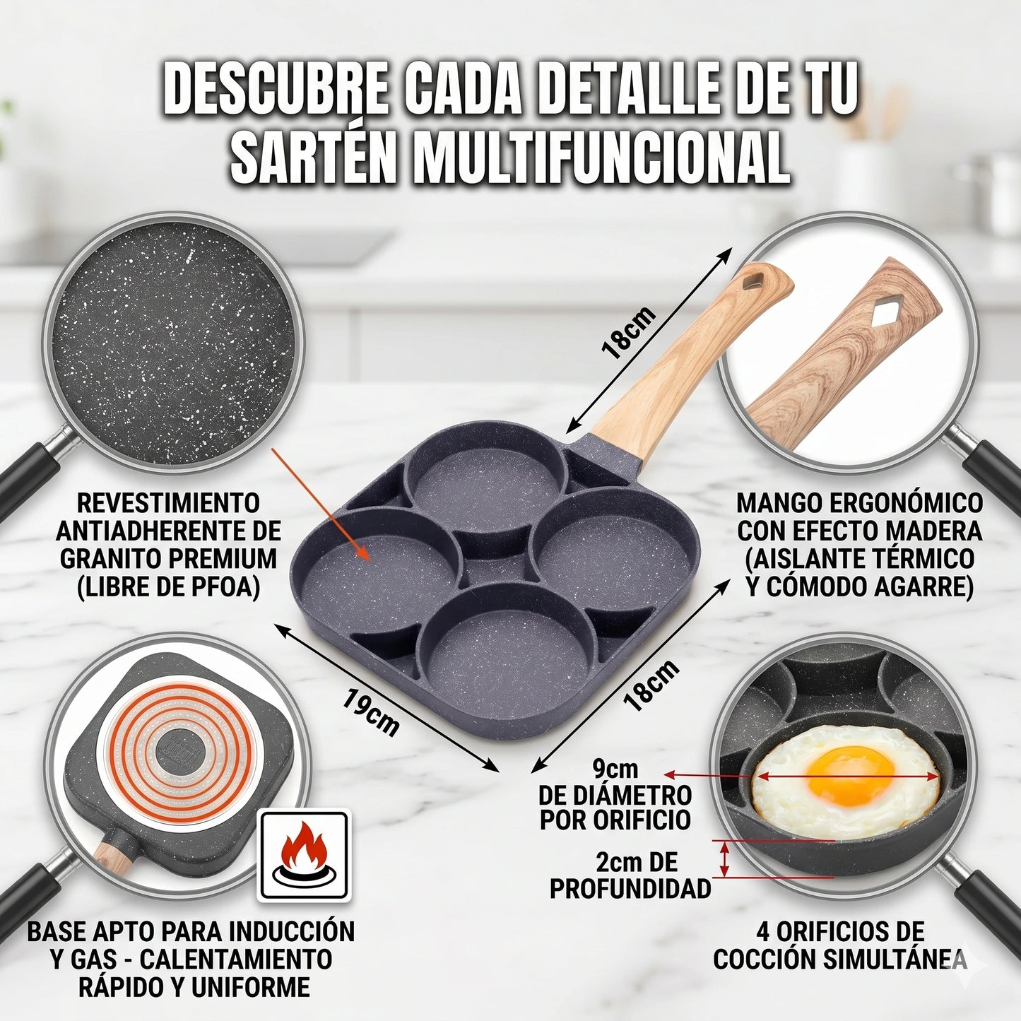 Sartén Antiadherente De Aluminio 4 Partes🍳✨