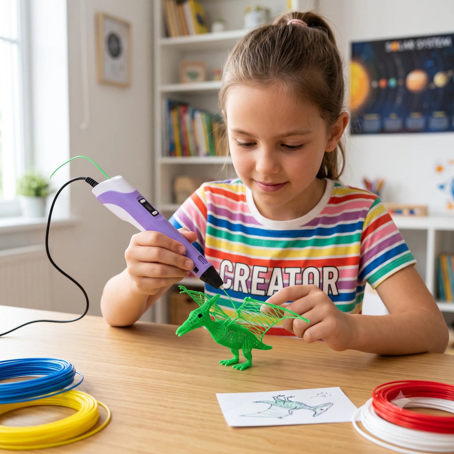 Bolígrafo Lápiz 3D Recargable Portátil  + Filamentos para crear🎨✏️