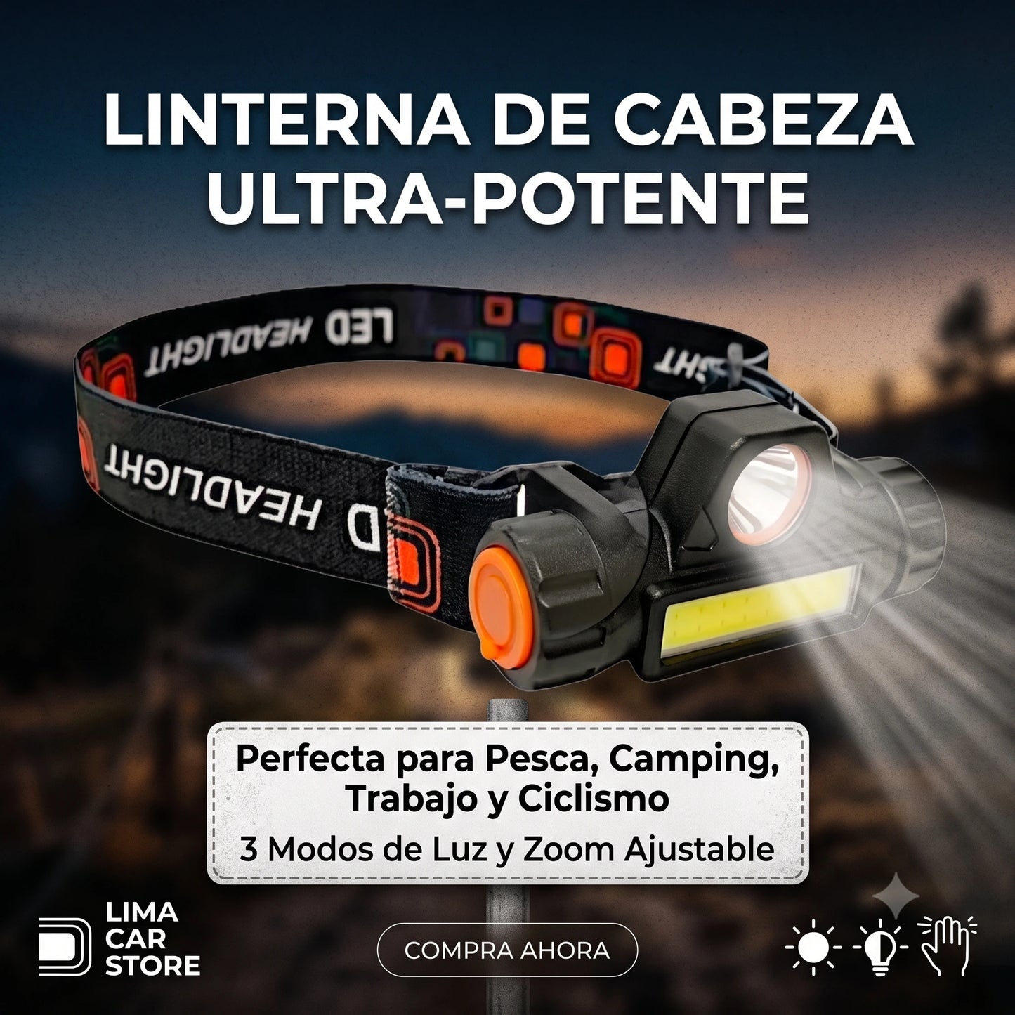 Linterna Led De Cabeza 80w Recargable🔦💡