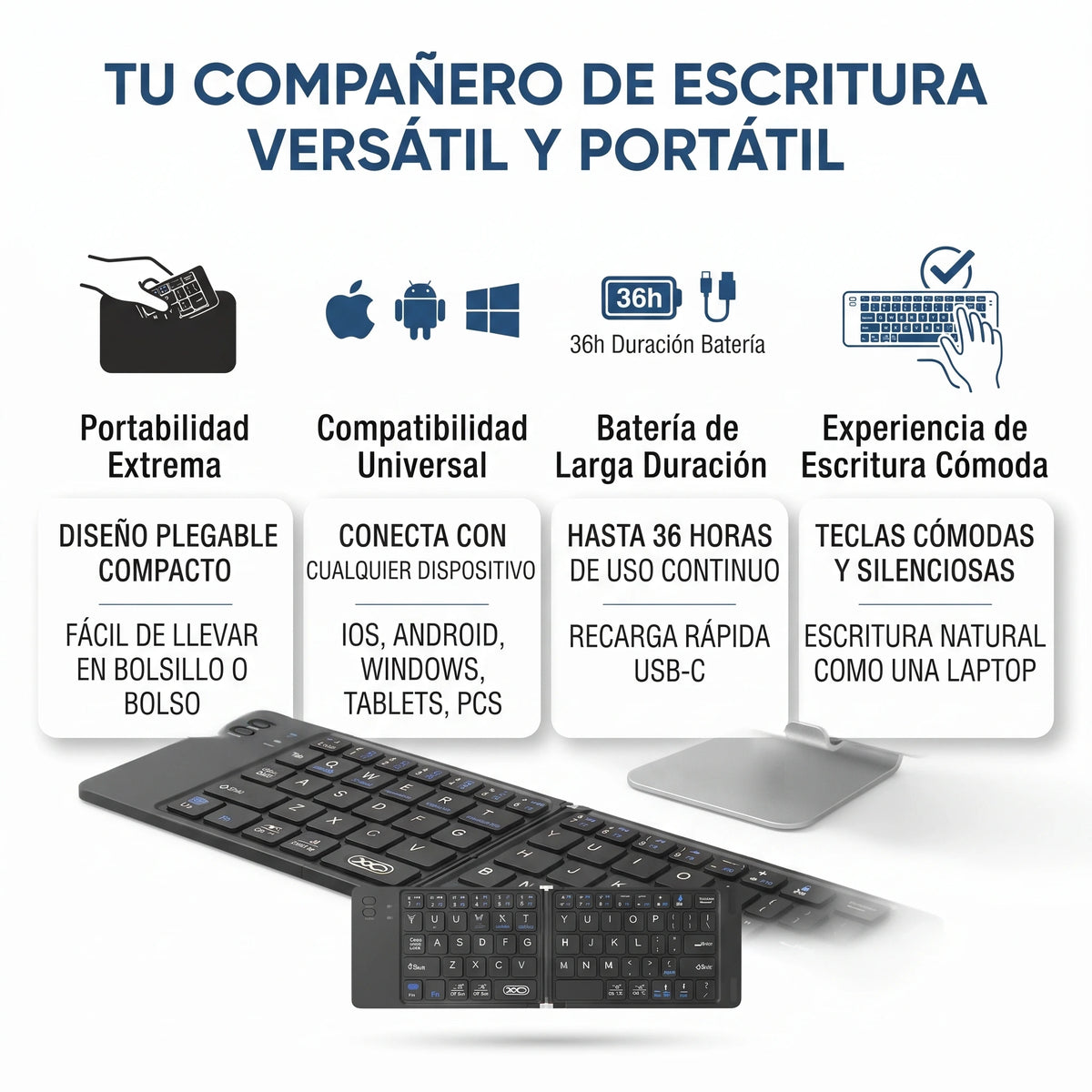 Teclado Inalámbrico Plegable Portátil Bluetooth📱➡️⌨️
