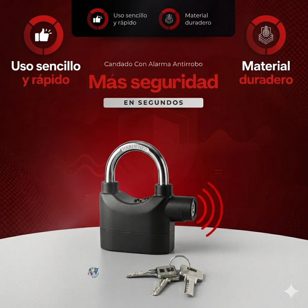 Candado Ultra-Seguro con Alarma de 110dB🛡️🚨:Protege lo que más quieres