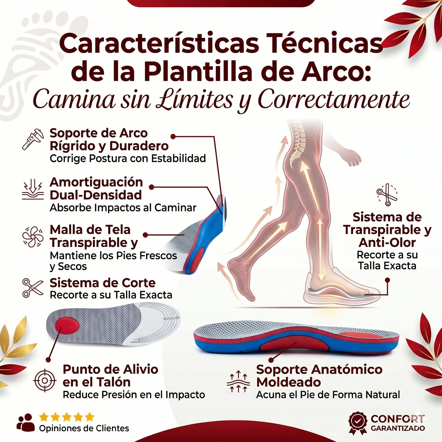 Plantillas Ortopédicas de Arco para pie plano y cansancio👣✨