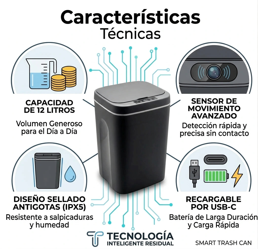 🗑️ Basurero Inteligente 2.1 – Higiene, Tecnología y Confort para tu Hogar