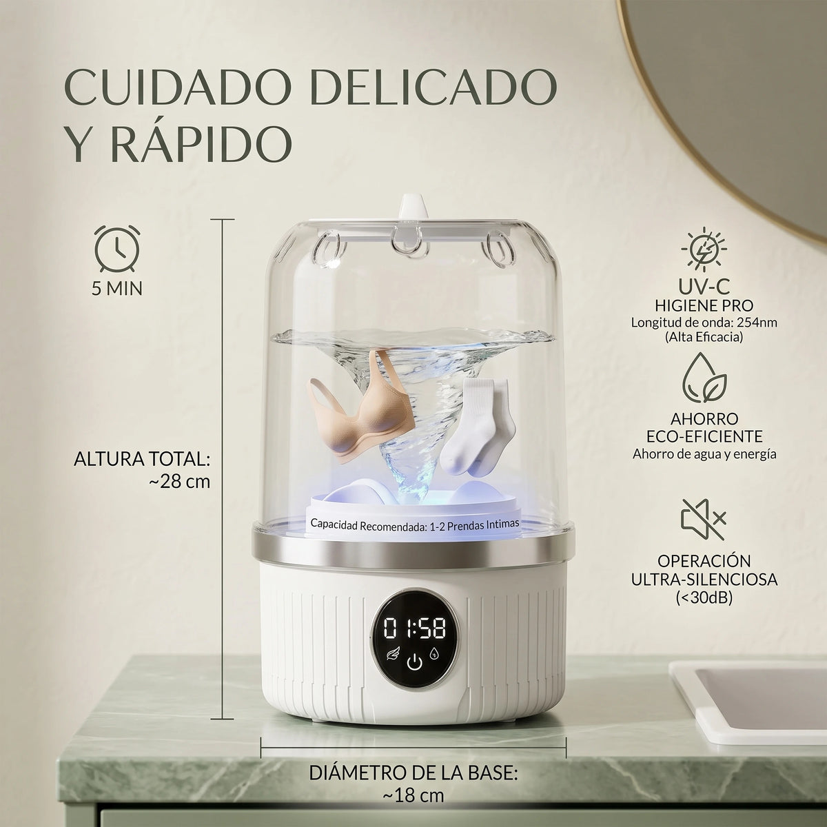 Mini Lavadora Portátil de Ropa Intima Potente✨