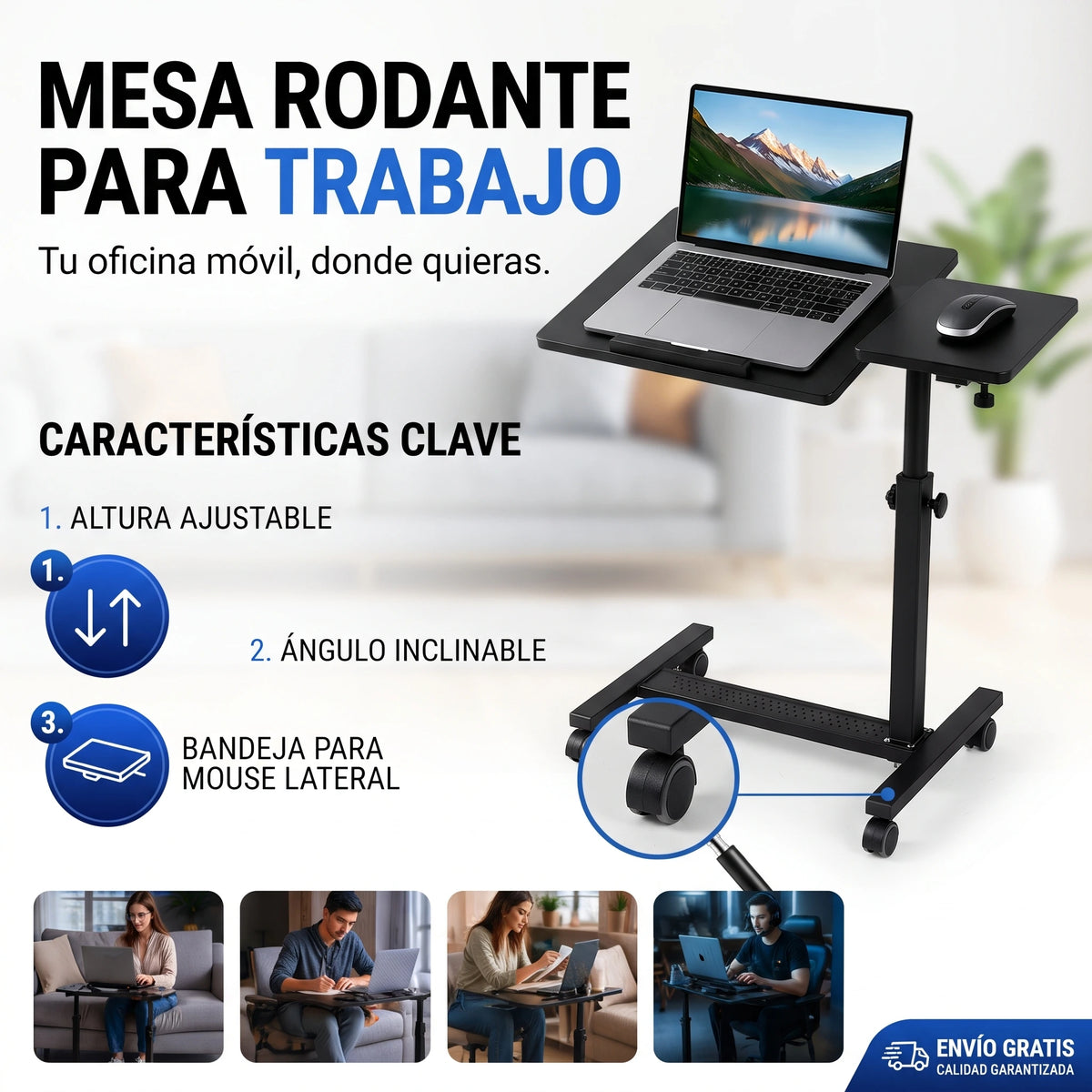 Mesa Móvil Ajustable ✨