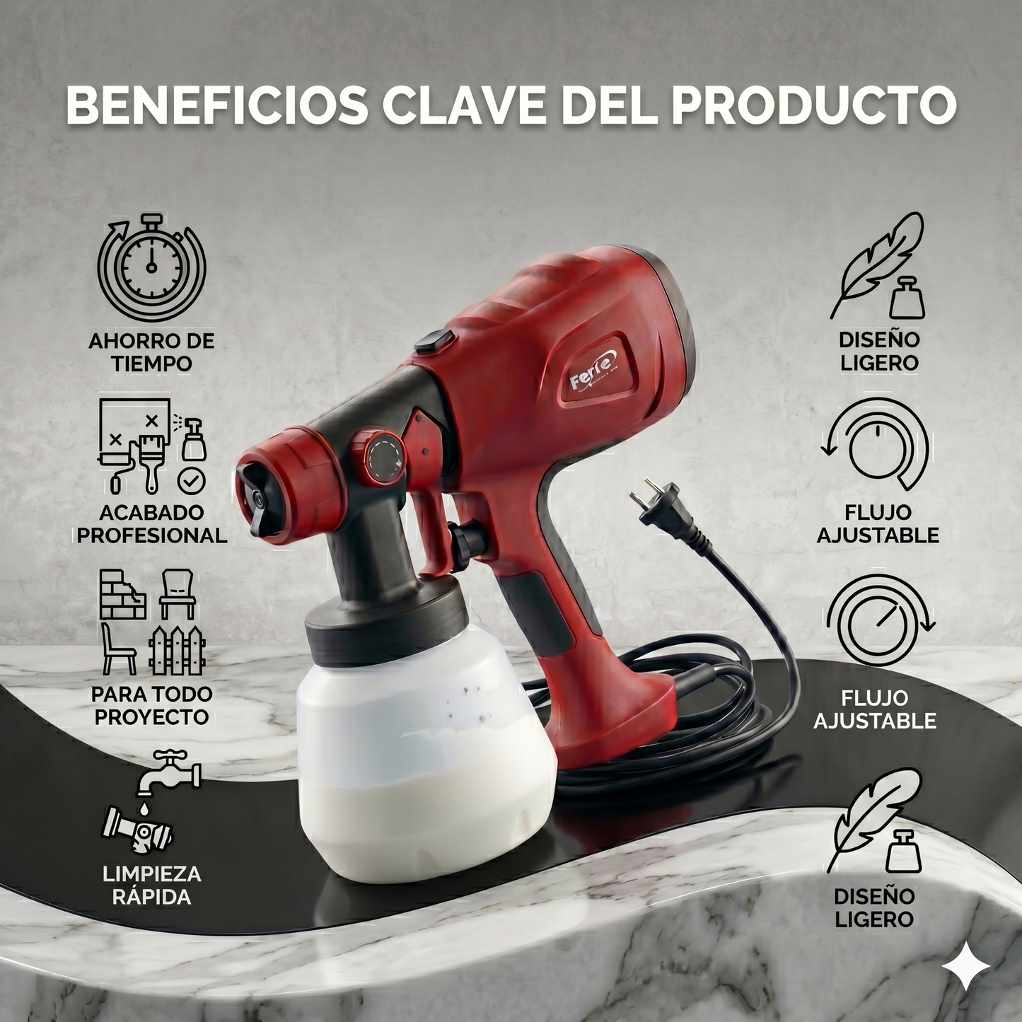 Pistola Pulverizadora Eléctrica de Alta Presión de 550w🎨✨
