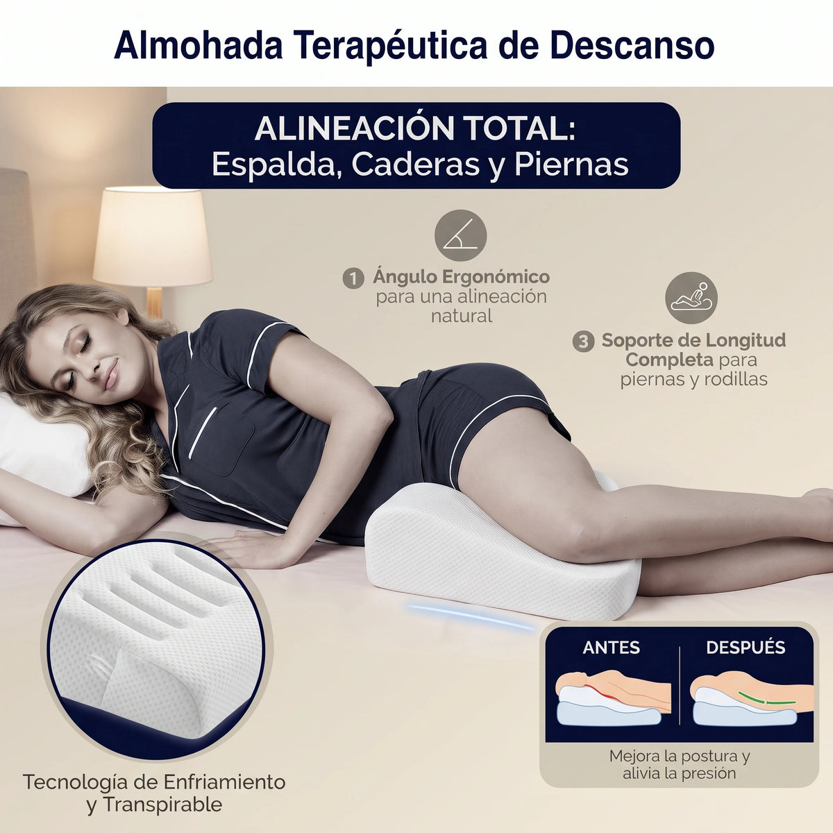 Almohada Terapéutica para  Alivio y Descanso Profundo😴✨
