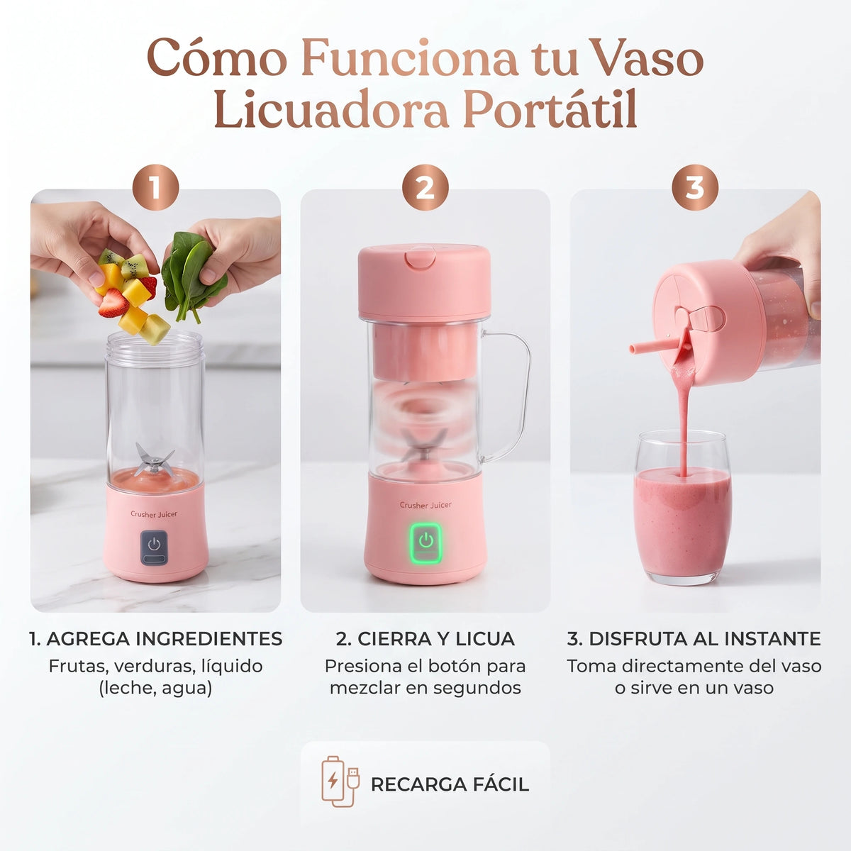Vaso Licuadora Portátil Recargable USB🍓🥤