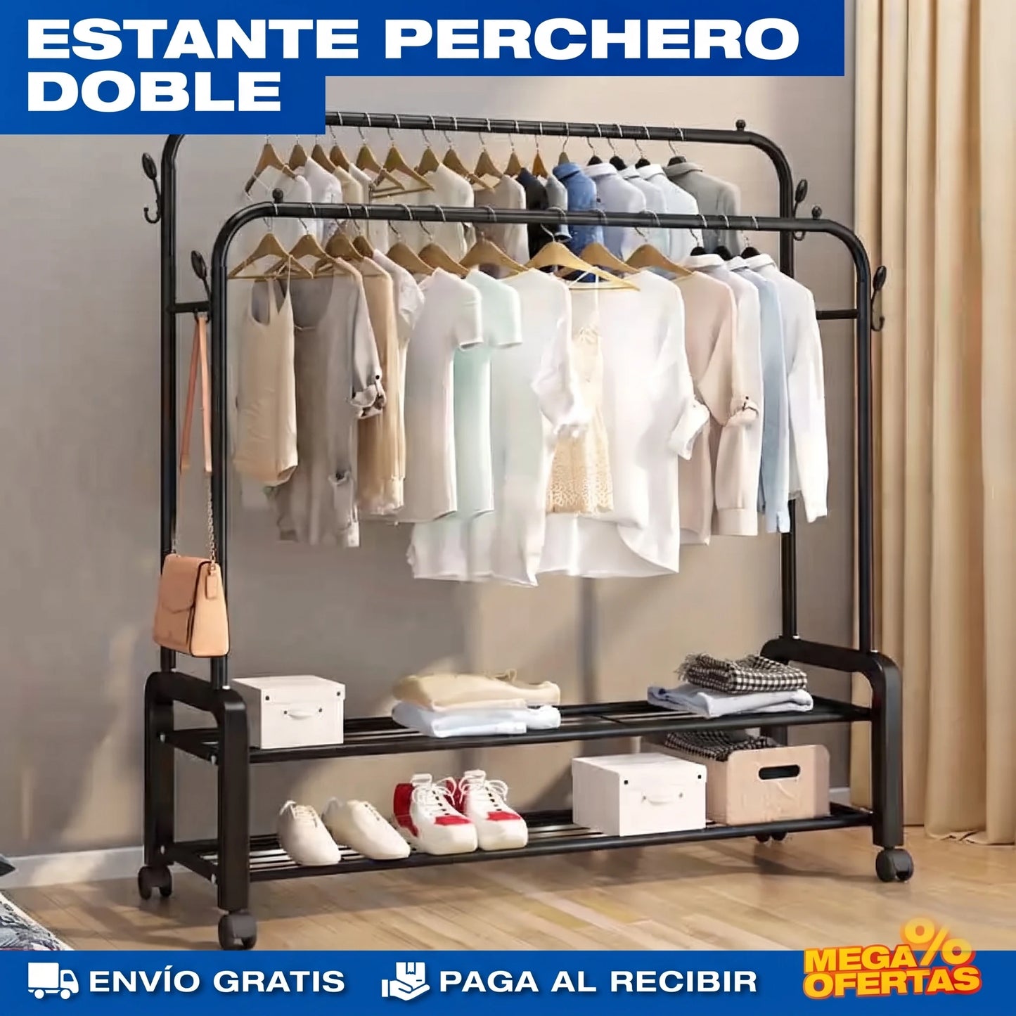 Estante Perchero Doble de acero inoxidable🏡✨