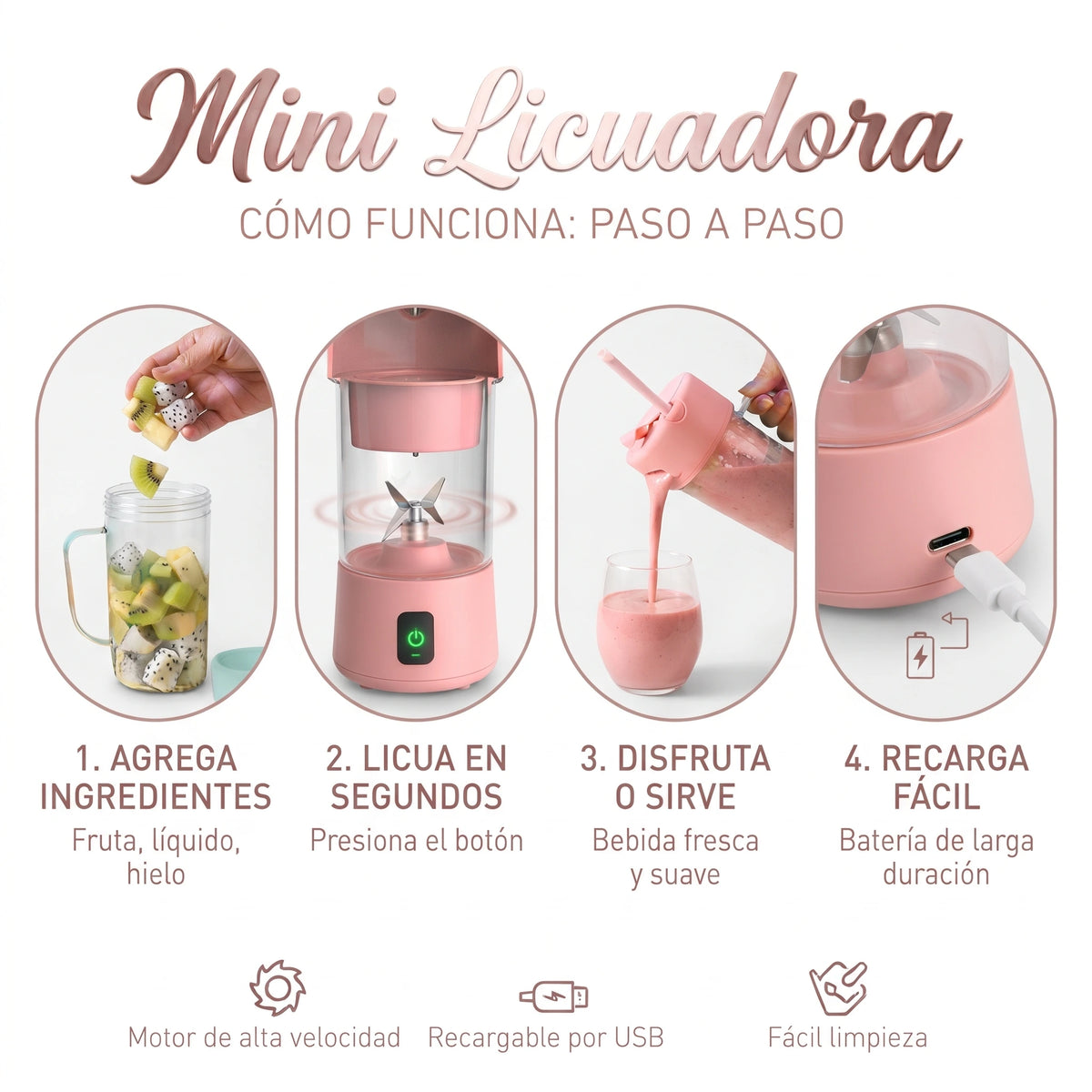 Vaso Licuadora Portátil Recargable USB🍓🥤