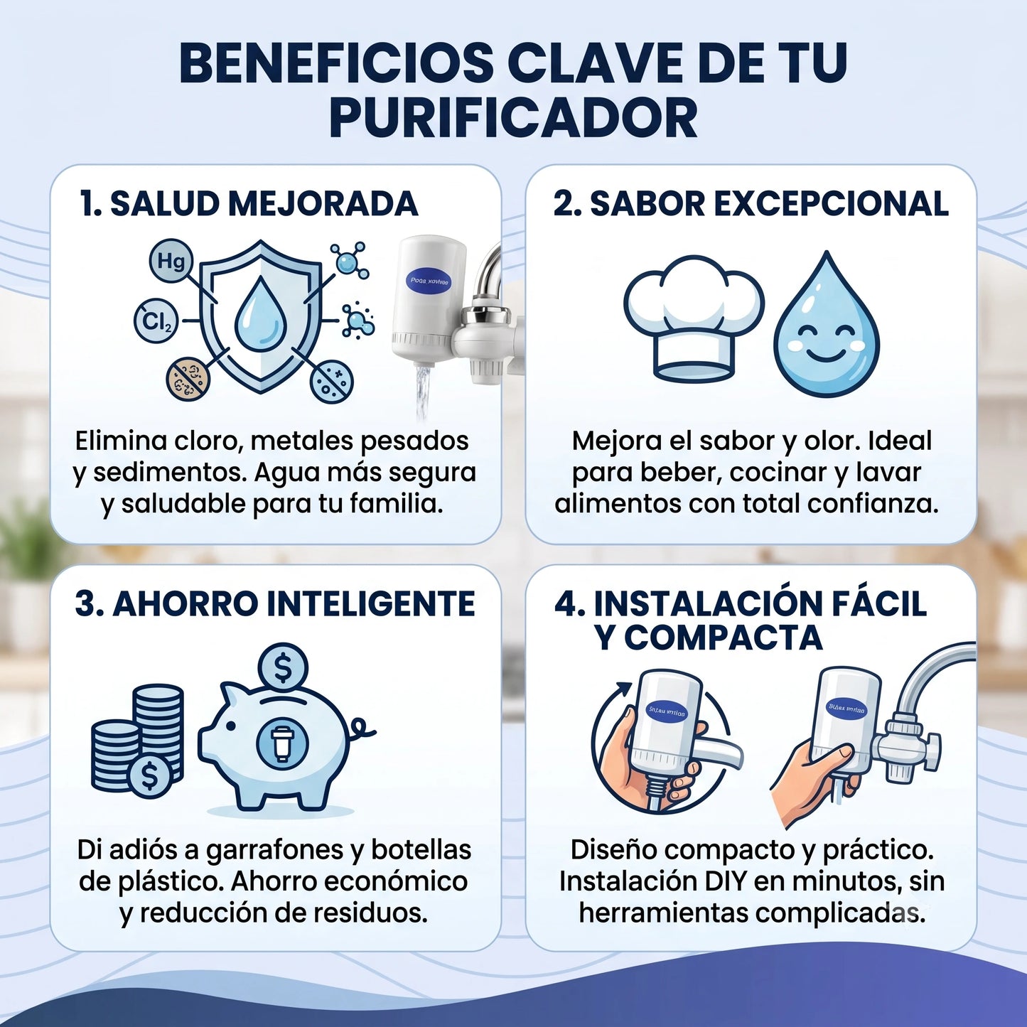 Filtro Purificador de Agua💧Agua Pura y Saludable desde el Chorro💧