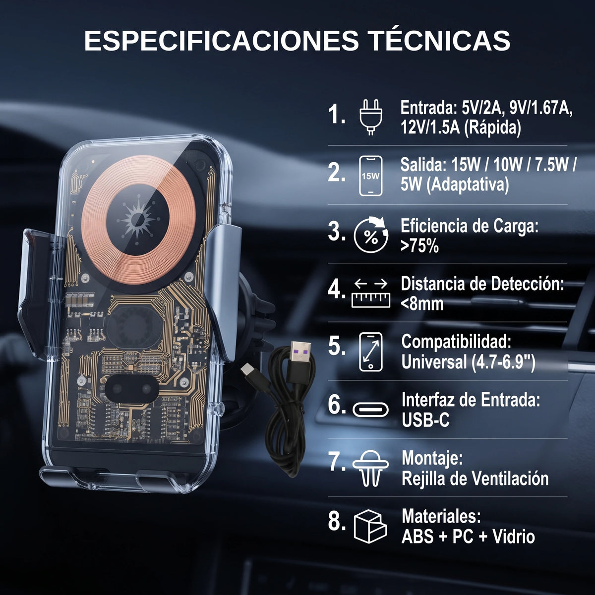 Soporte Cargador Universal para Carro⚡📱