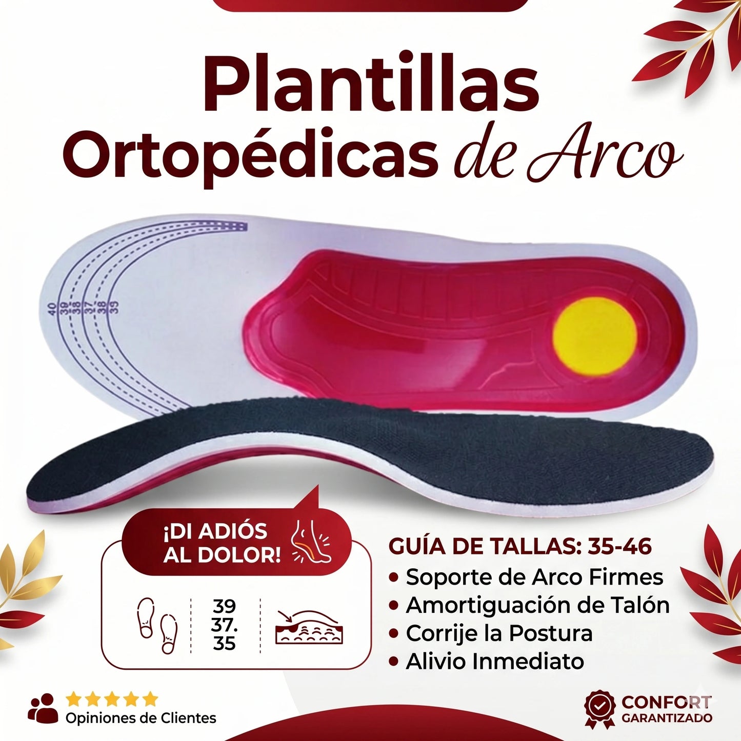 Plantillas Ortopédicas de Arco para pie plano y cansancio👣✨