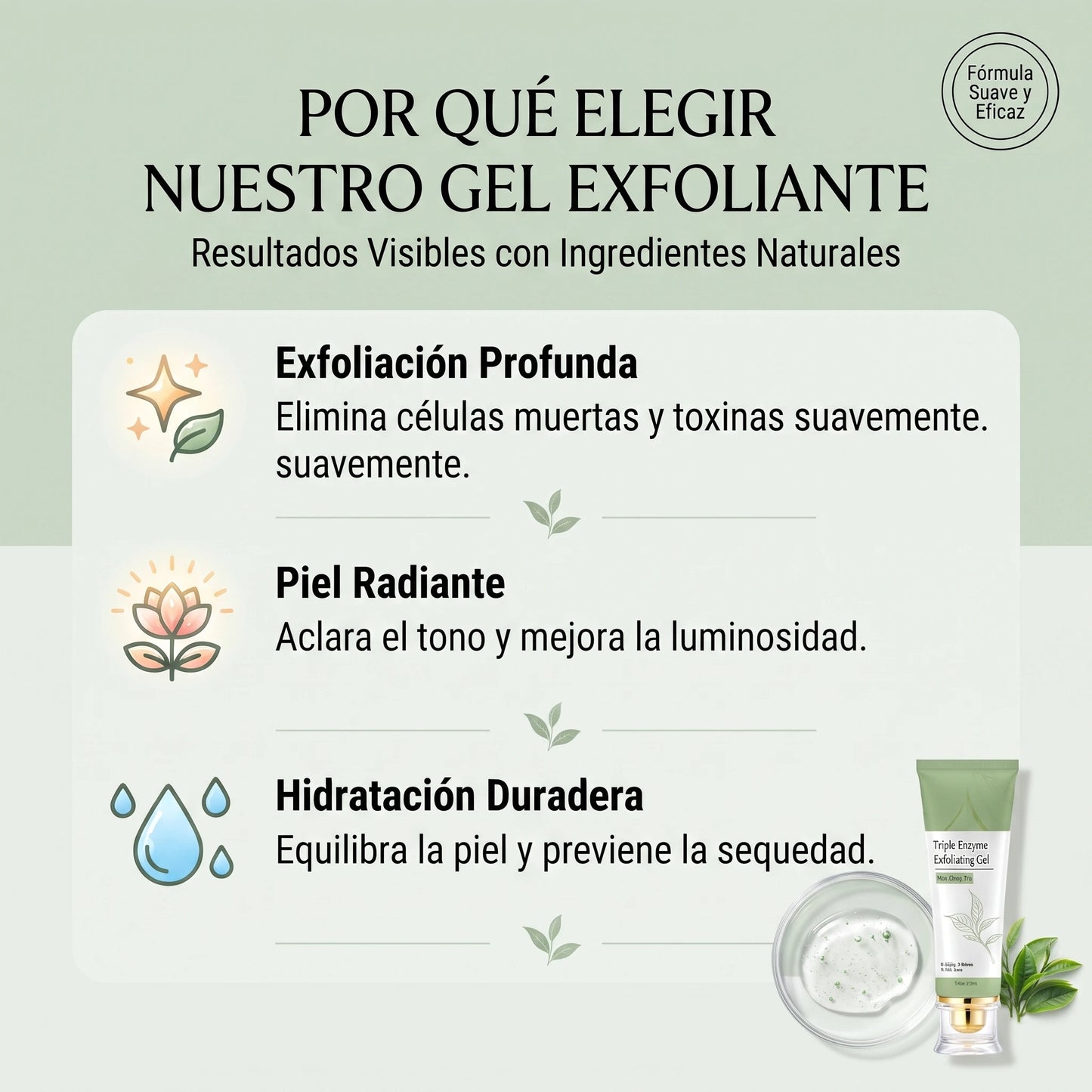 Aclara tu Piel🌿✨  Gel Exfoliante con Té Verde y Enzimas