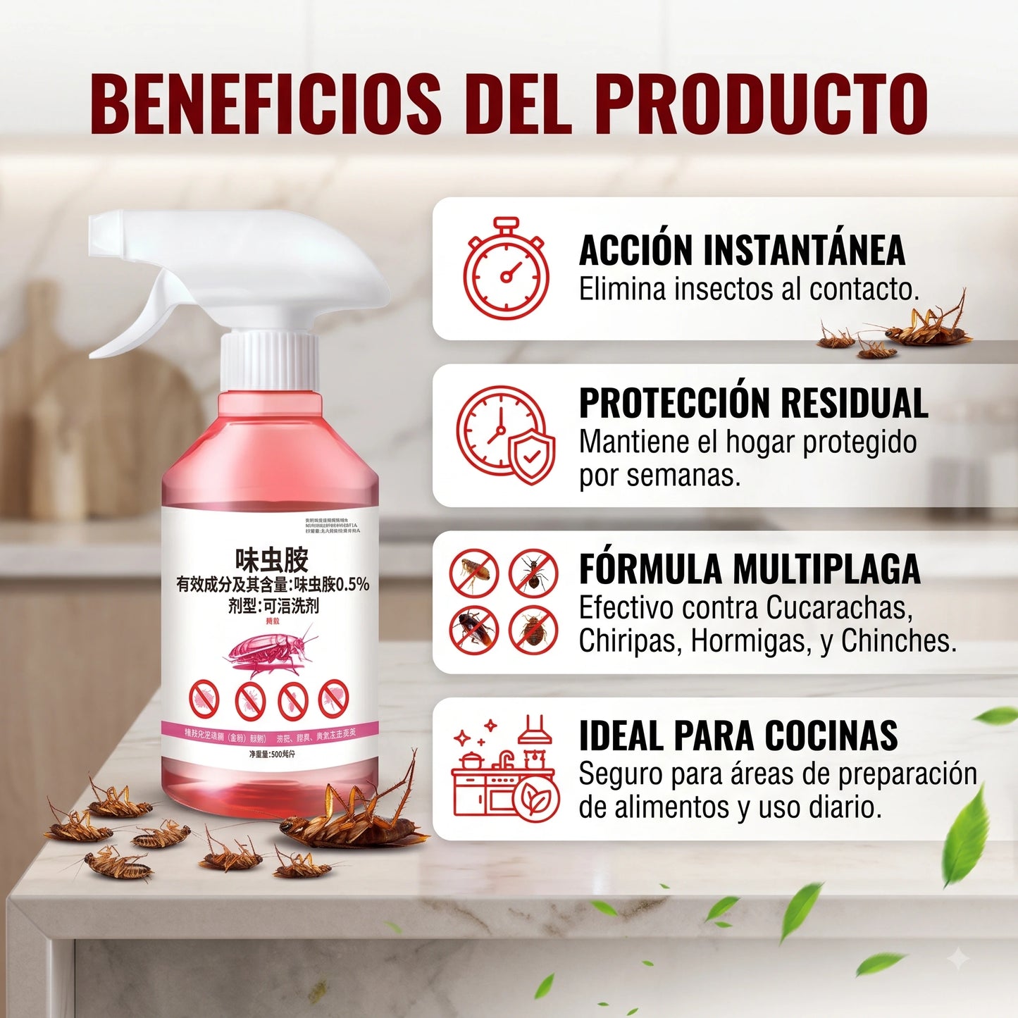 Insecticida Elimina Chiripas y Cucarachas | El secreto de los chinos🪳💥 310ml