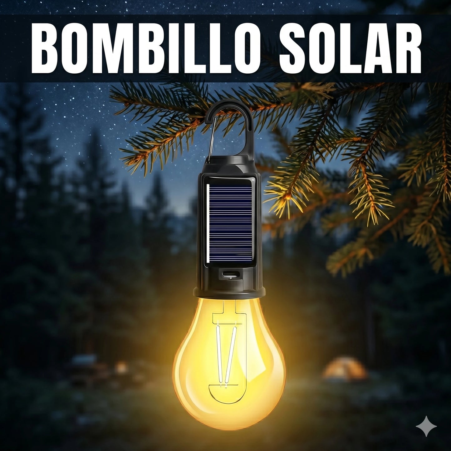 Bombillo con Panel Solar Led Recargable 15w 8 Horas de Duración☀️💡