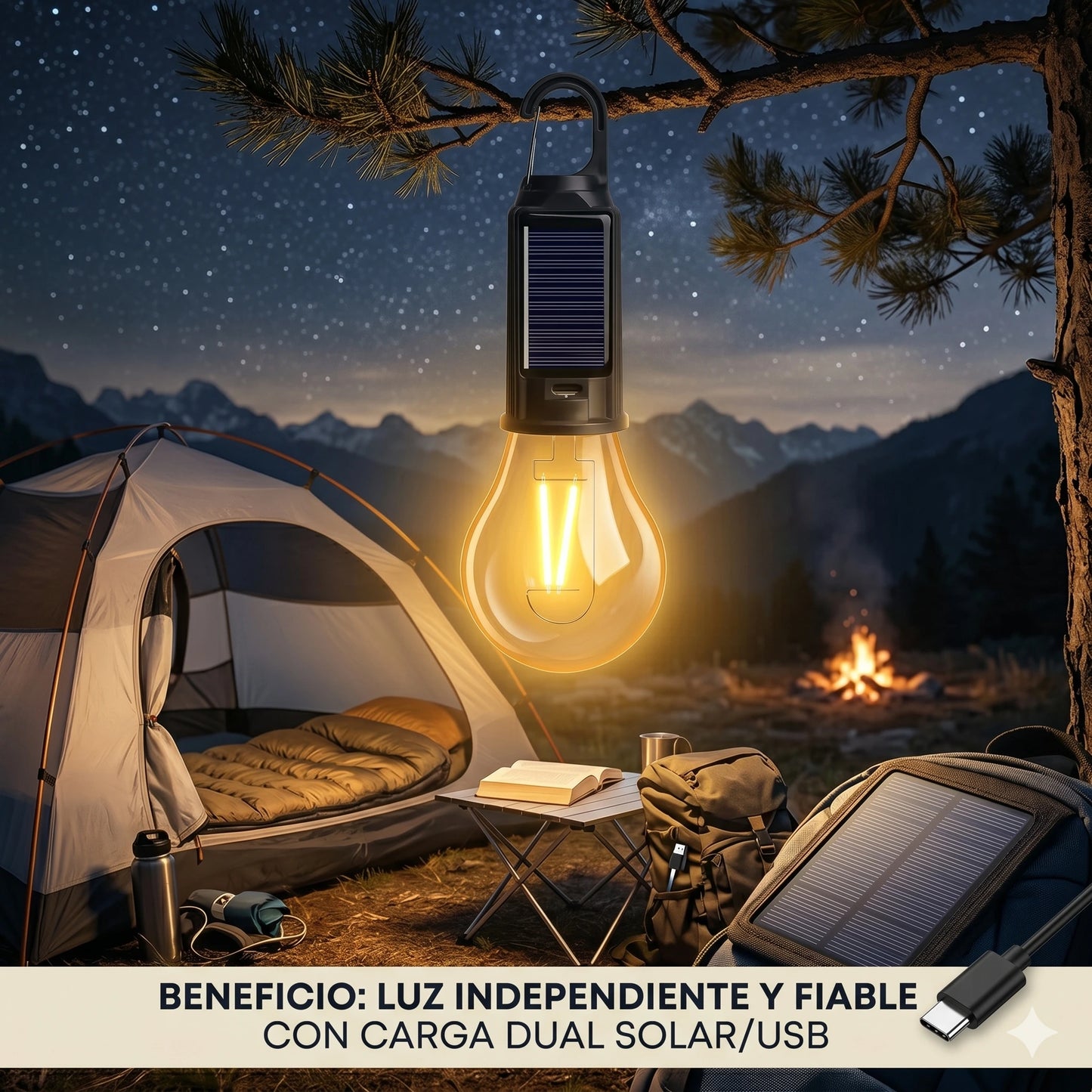 Bombillo con Panel Solar Led Recargable 15w 8 Horas de Duración☀️💡