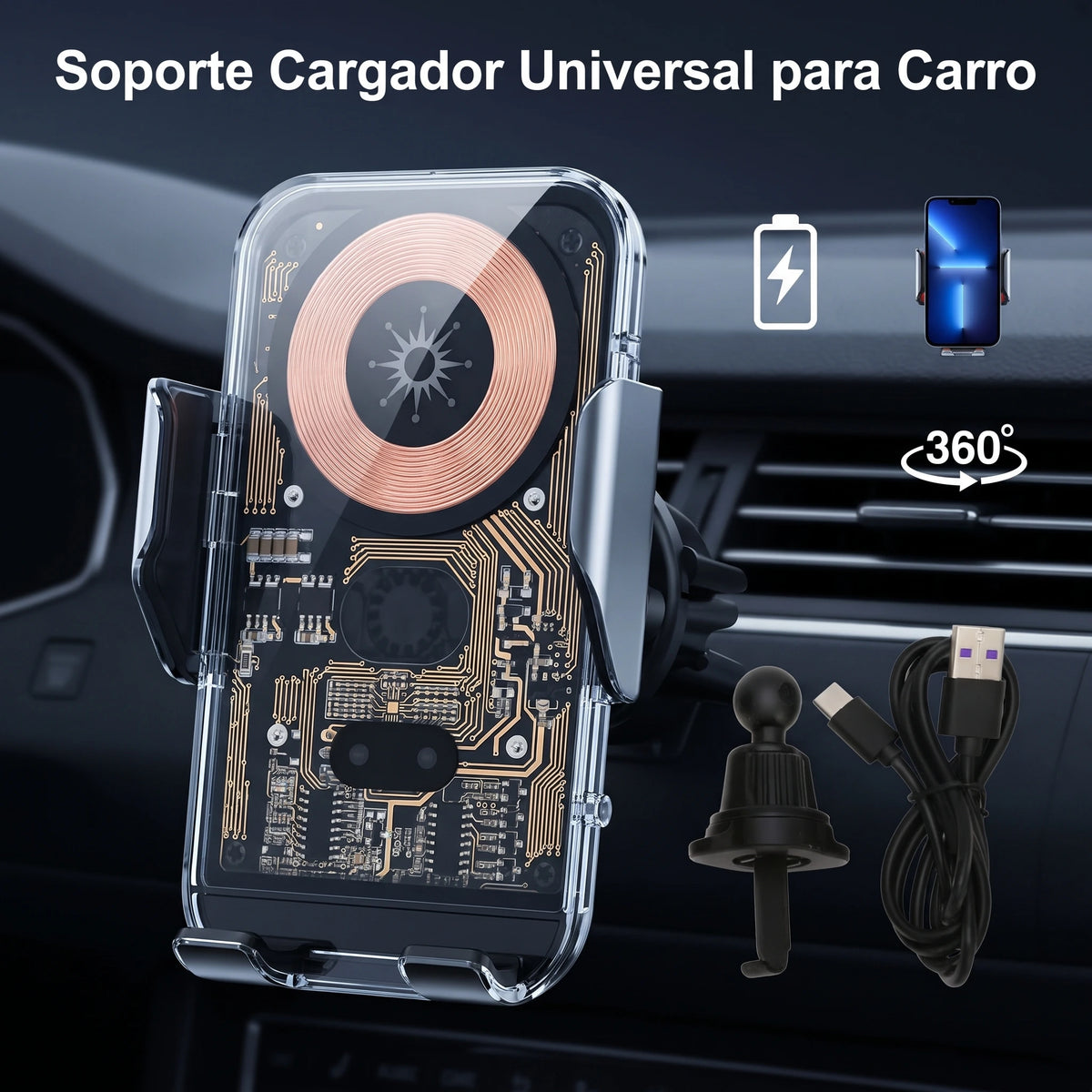 Soporte Cargador Universal para Carro⚡📱