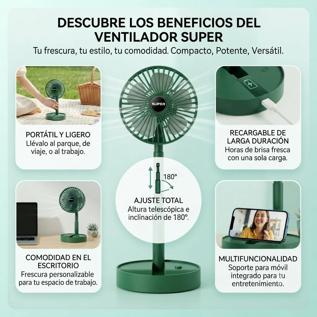 Ventilador Recargable 7 Pulgadas Portátil🌬️🔋