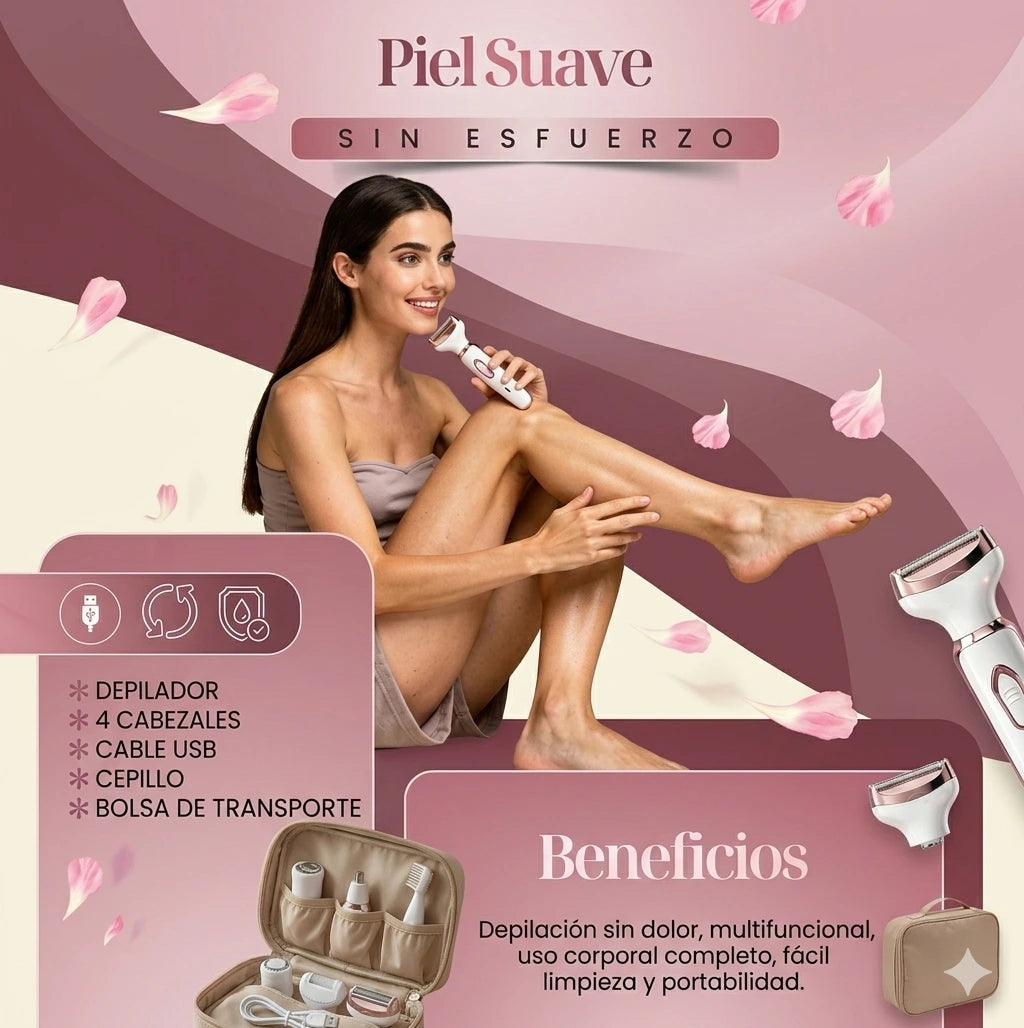 🌟 Piel Perfecta y Suave en Minutos🌟Depiladora 4 en 1