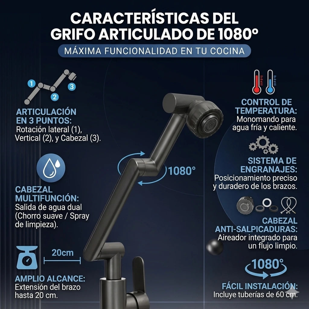 ¡Transforma tu Cocina!🚰✨Grifo Llave Giratorio 360° Universal Flexible