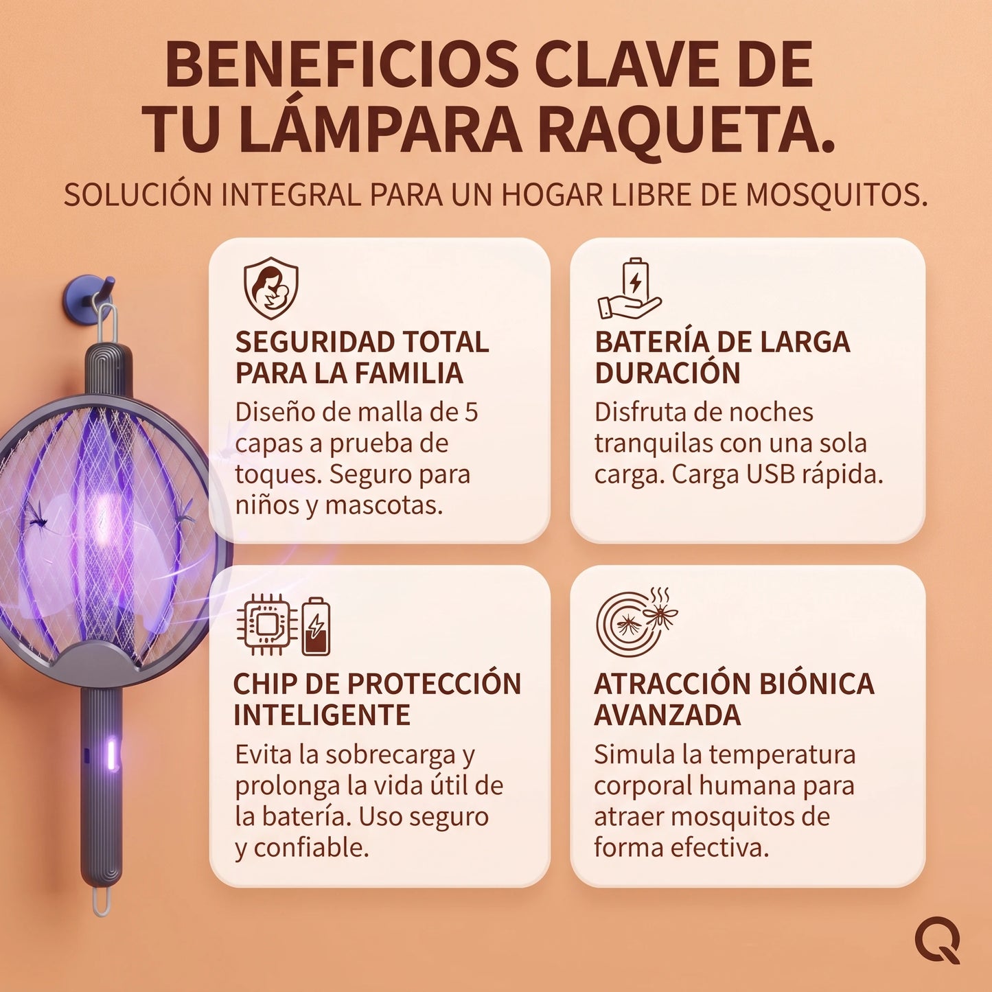 Lampara Raqueta Repelente De Mosquitos🦟⚡️