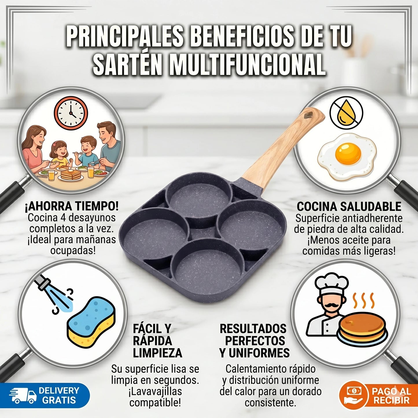 Sartén Antiadherente De Aluminio 4 Partes🍳✨
