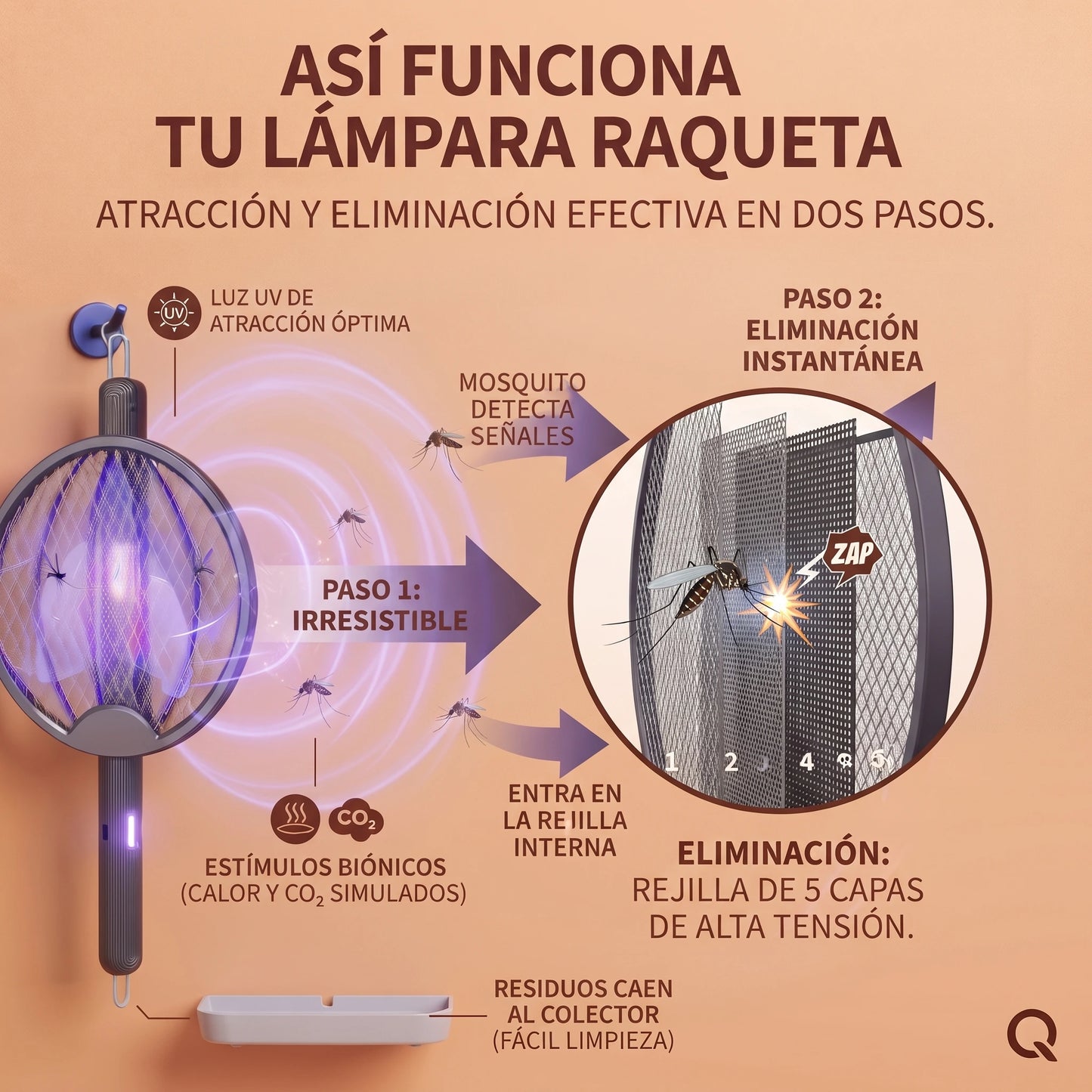 Lampara Raqueta Repelente De Mosquitos🦟⚡️