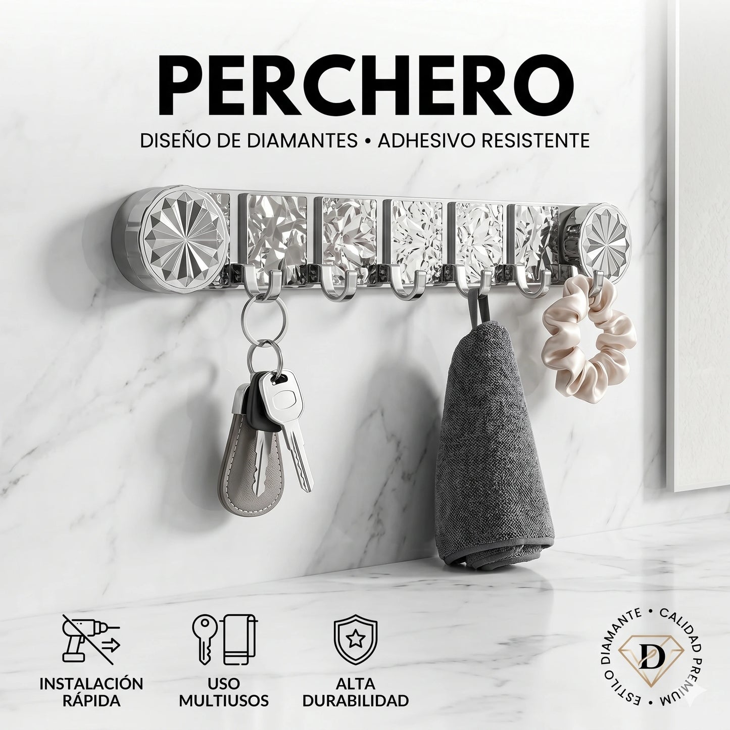 Perchero Diamante Multifuncional con Ventosa✨💎