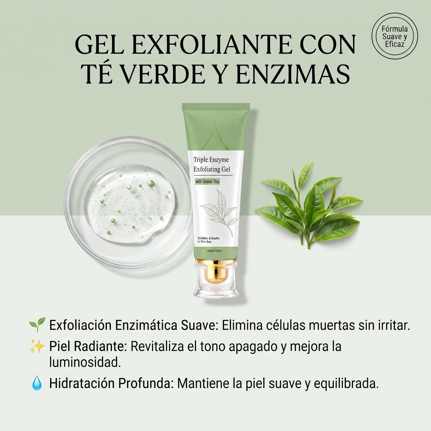 Aclara tu Piel🌿✨  Gel Exfoliante con Té Verde y Enzimas