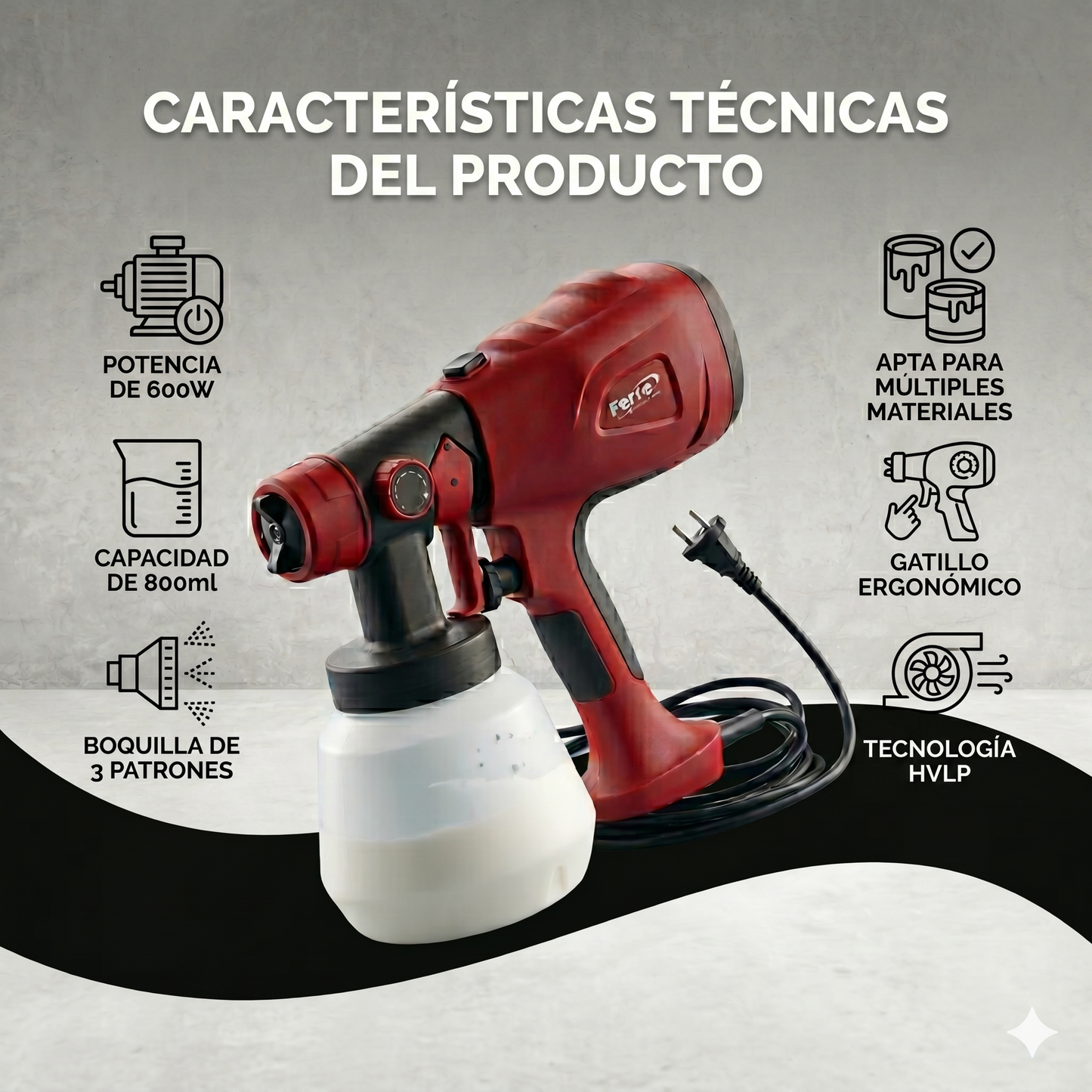 Pistola Pulverizadora Eléctrica de Alta Presión de 550w🎨✨